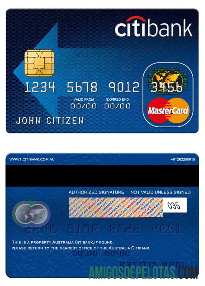 Austrália Citibank Mastercard baixar para verificação
